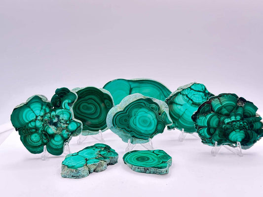 Malachite Slabs with Stands