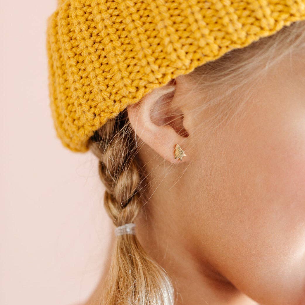 Christmas Tree Stud Earrings - Hypoallergenic, Flat Back,