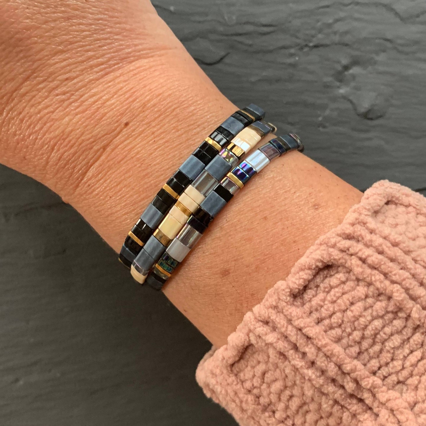 Stackable Stretch Tile Bead Bracelets