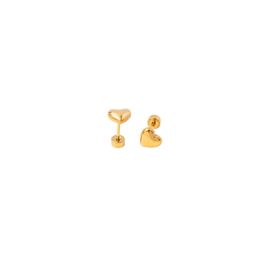 Bubble Heart Stud Earring- Hypoallergenic, Flat Back, Girl