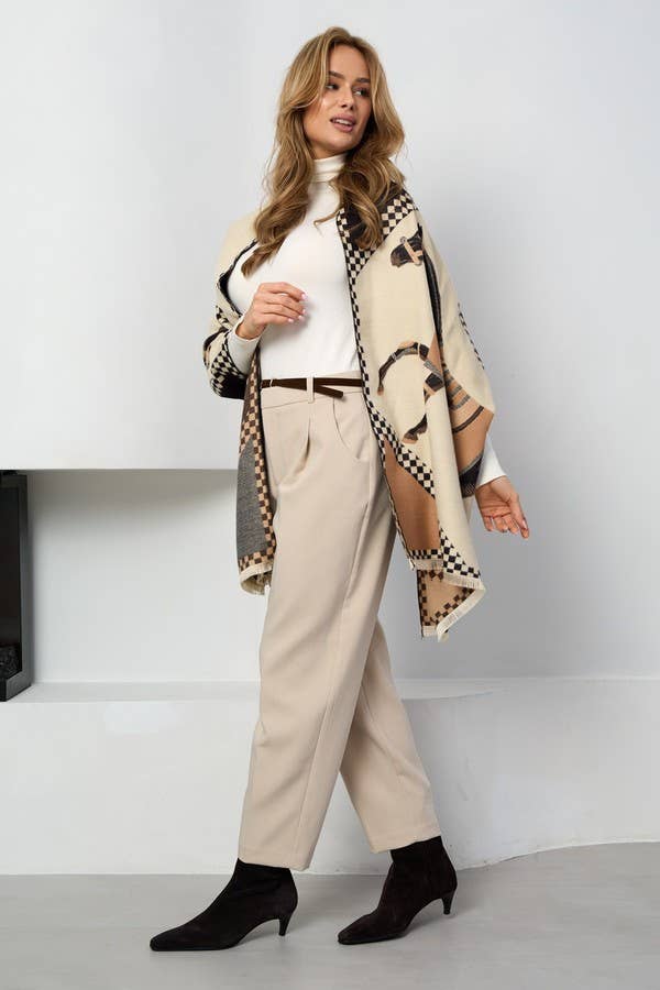 Equestrian Reversible Scarf, Checkered Viscose