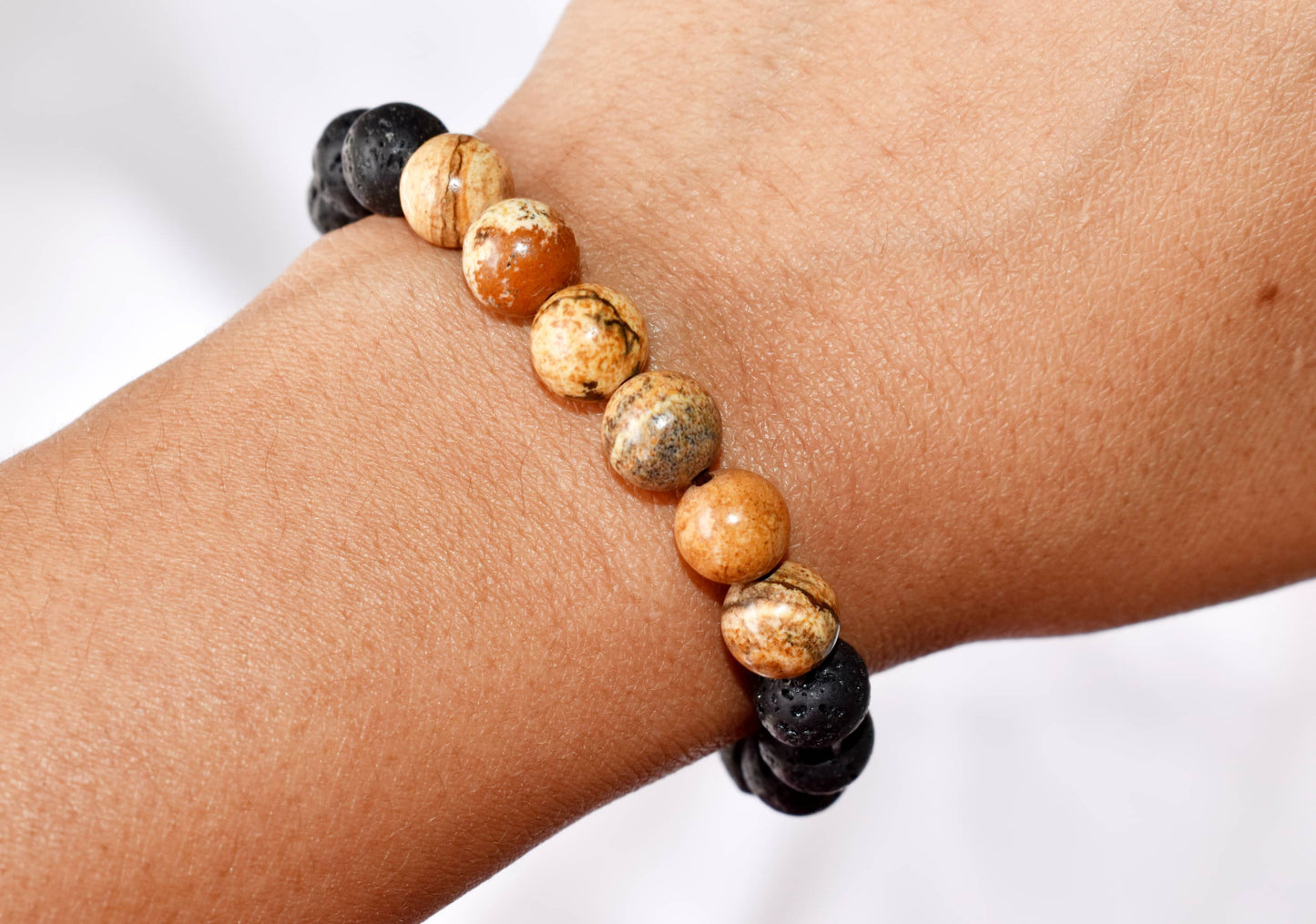 Lava Diffuser Bracelet,Lava with Picture Jasper Oil Diffuser