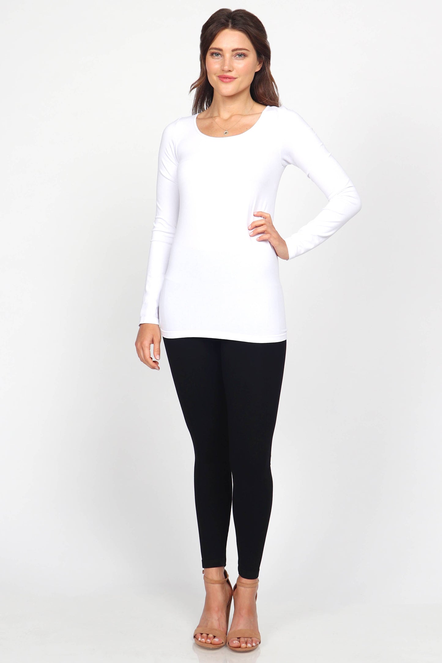 Seamless Long-Sleeve Round Neck Bodycon Top