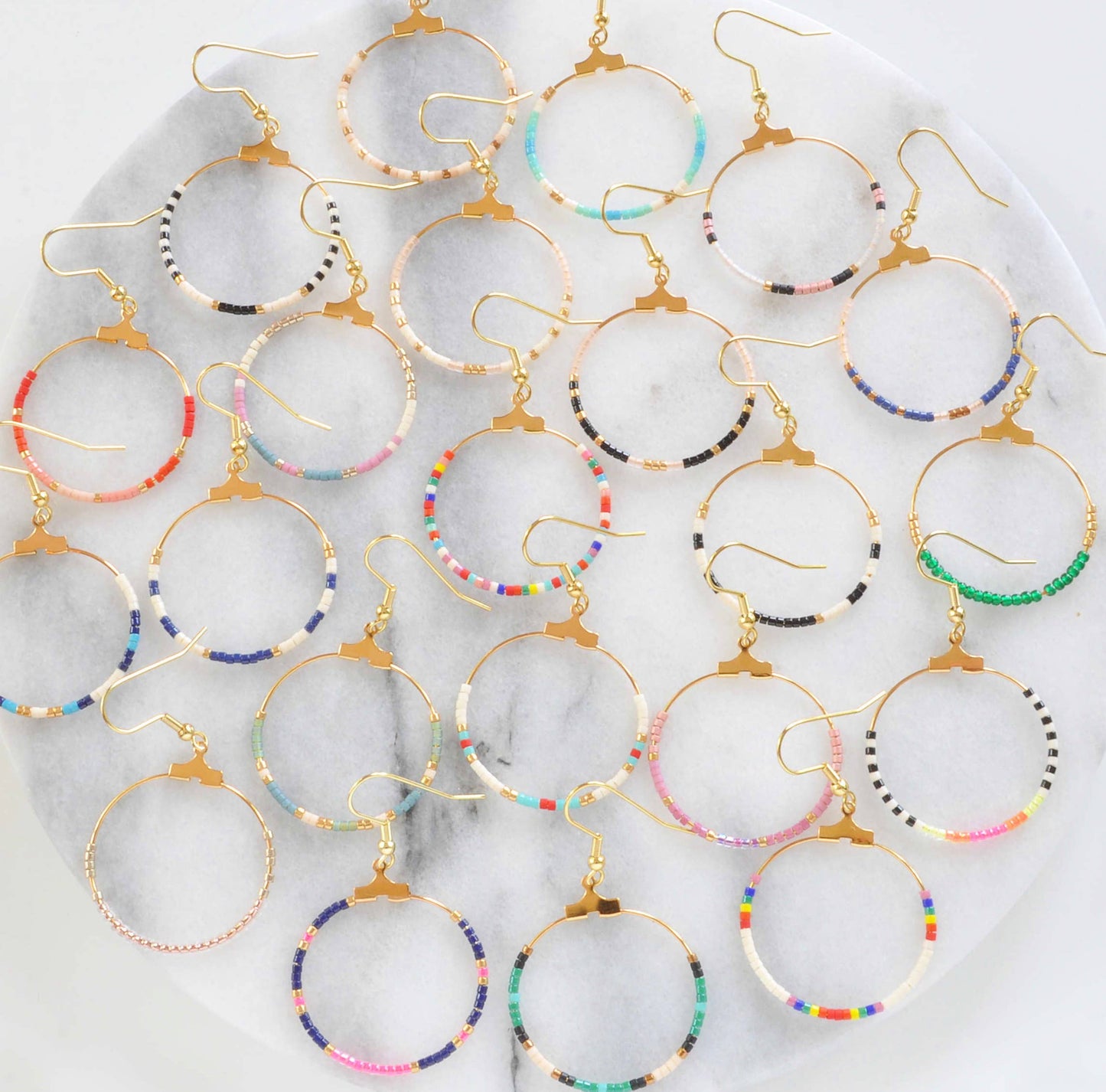 Small Beaded Hoop Earrings