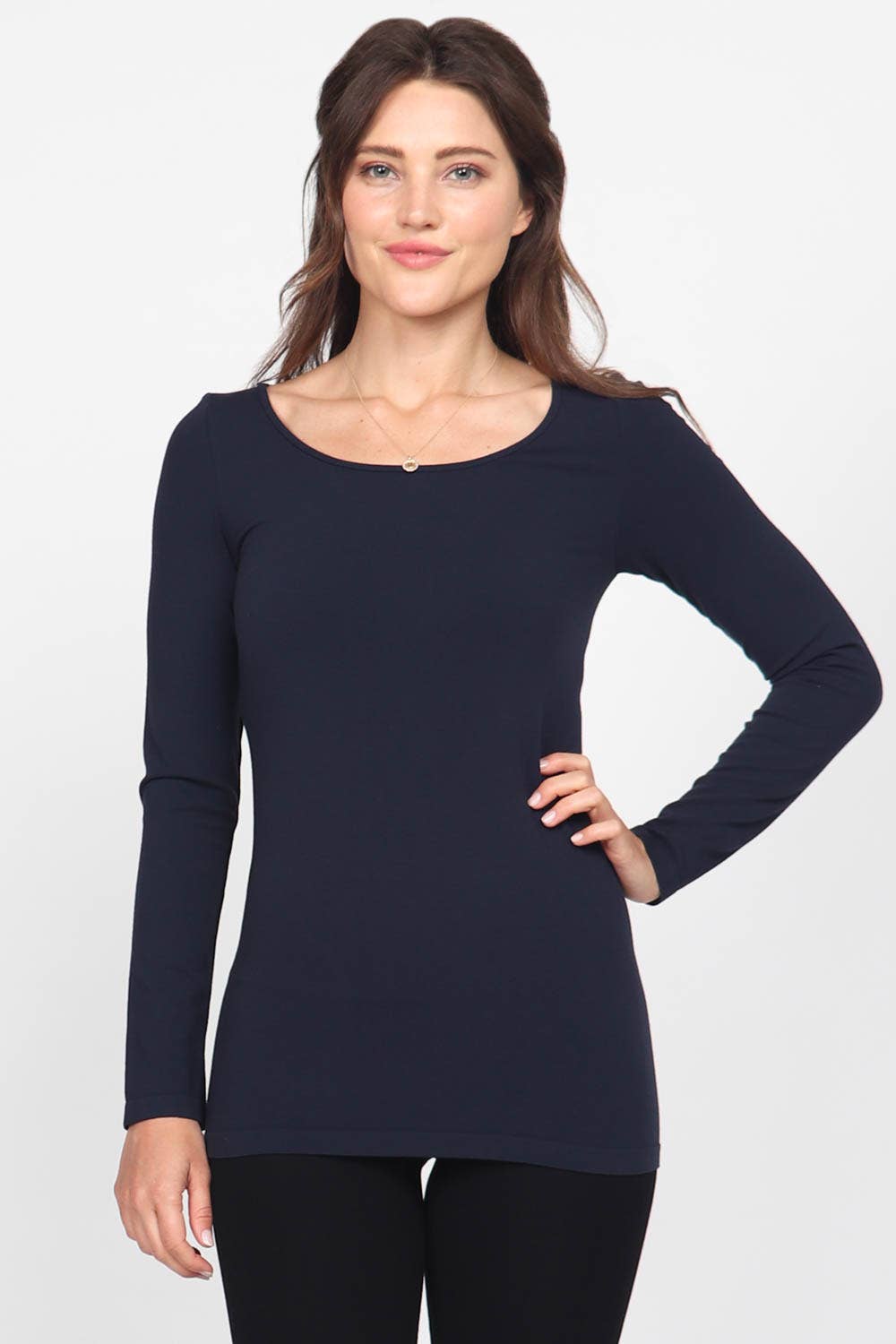 Seamless Long-Sleeve Round Neck Bodycon Top