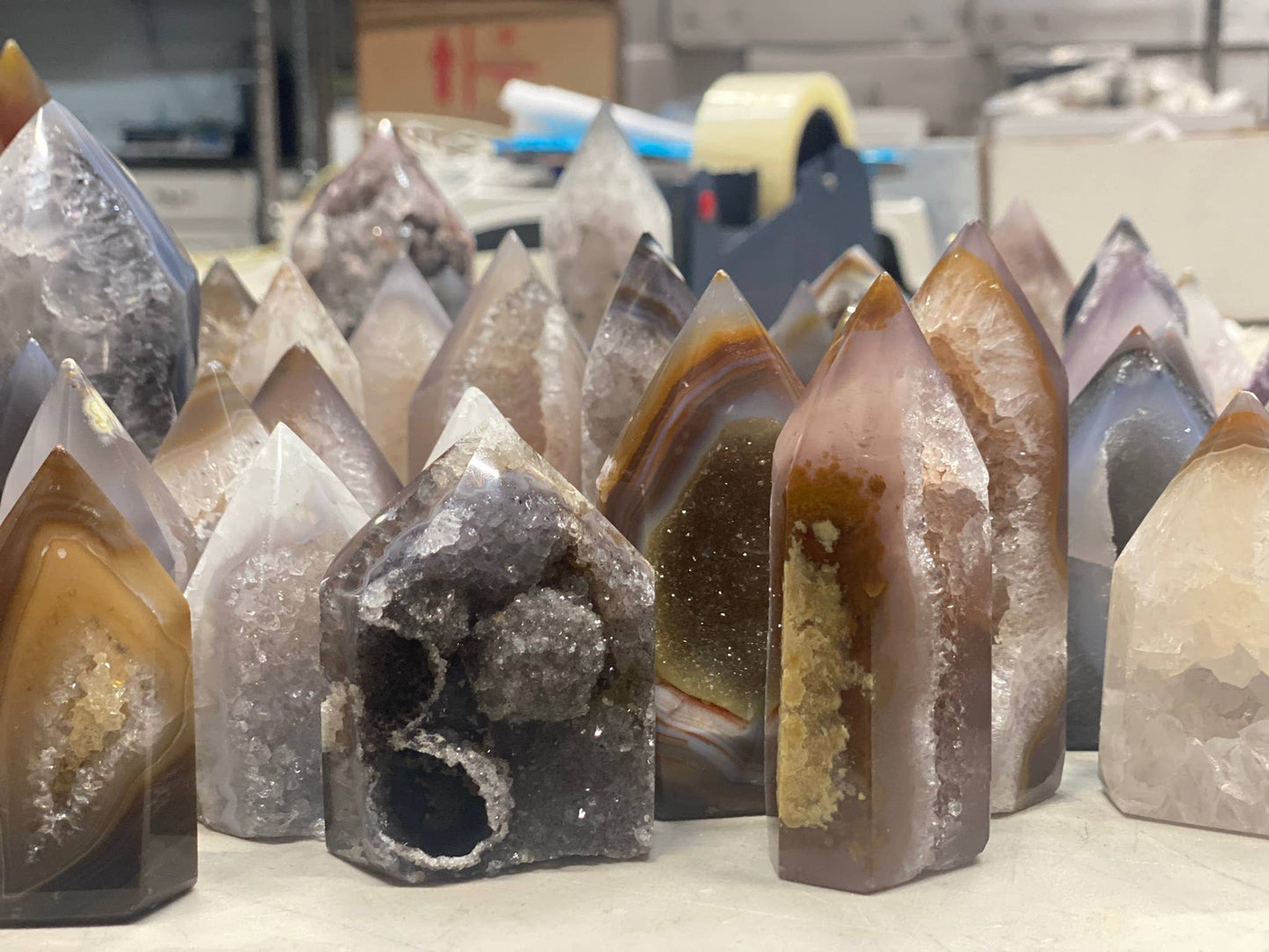 Agate Gemstone Semi-Precious Polished Druzy Towers