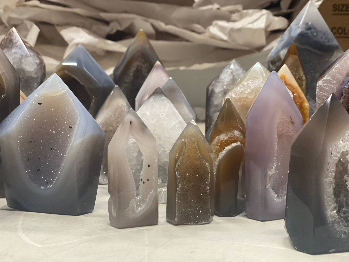Agate Gemstone Semi-Precious Polished Druzy Towers