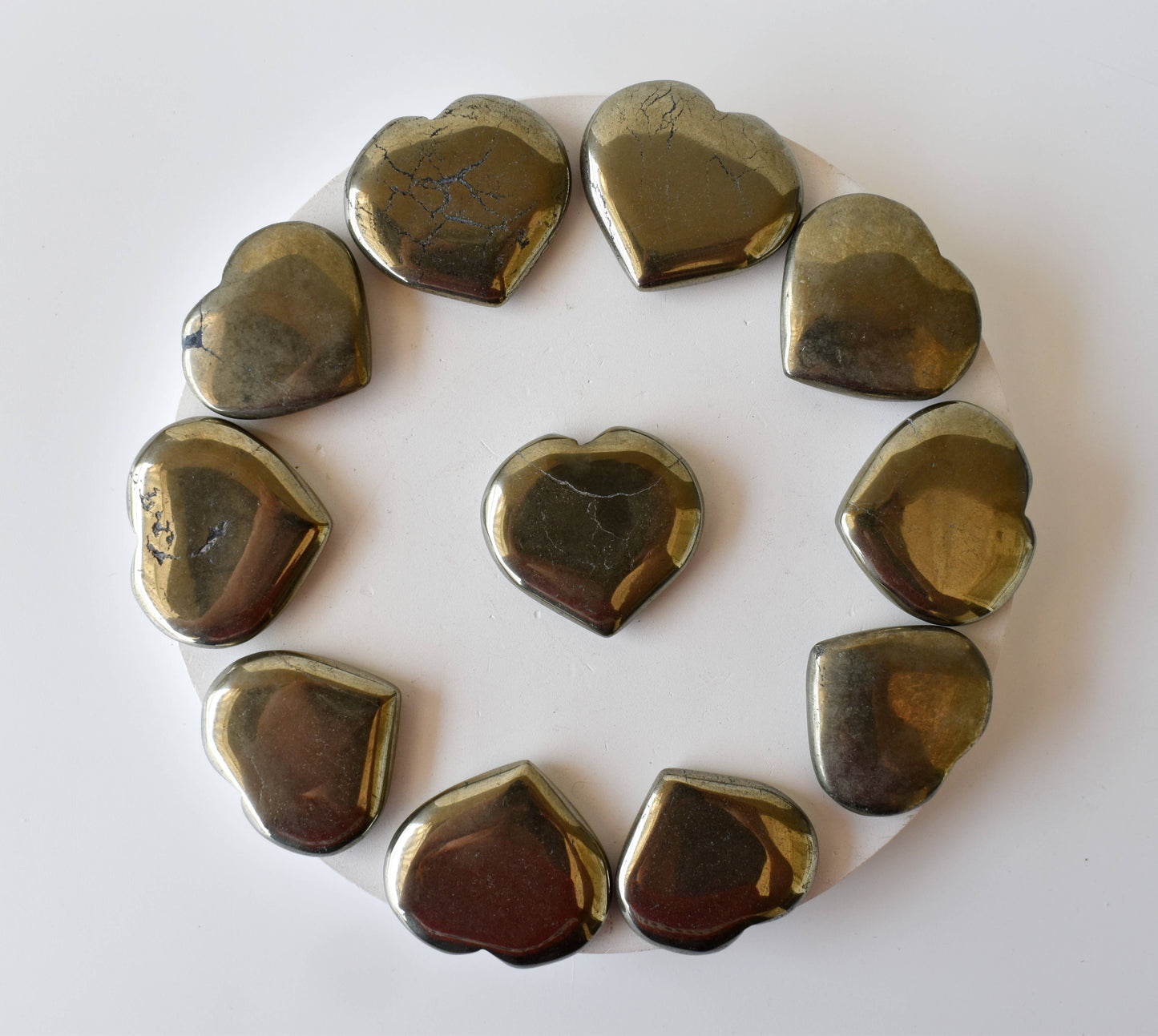 1"Pyrite Hearts ~ Crystal Puffy Mini Heart