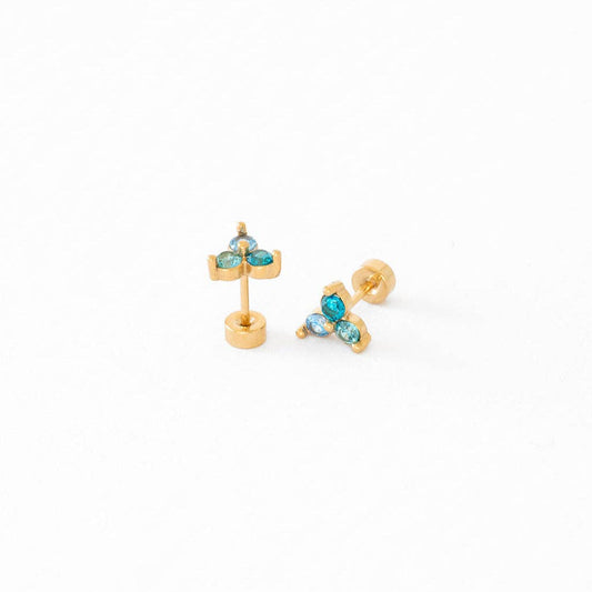 Ombré Gem Stud Earrings - Hypoallergenic, Flat Back, Girl
