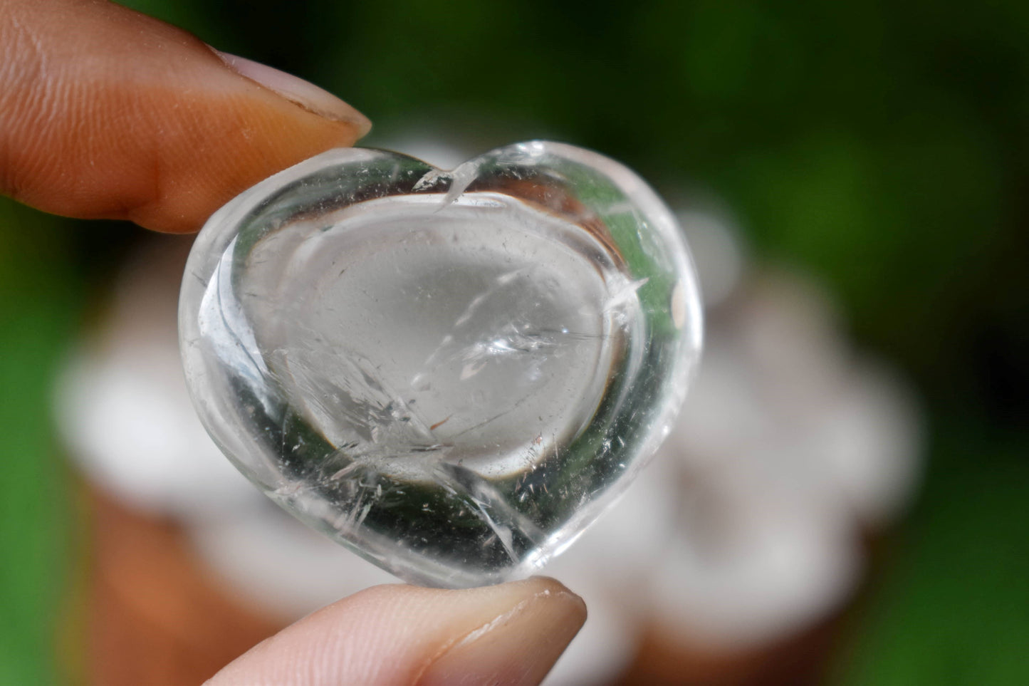 Clear Quartz Heart Healing Crystal Puffy Mini Heart Pendant