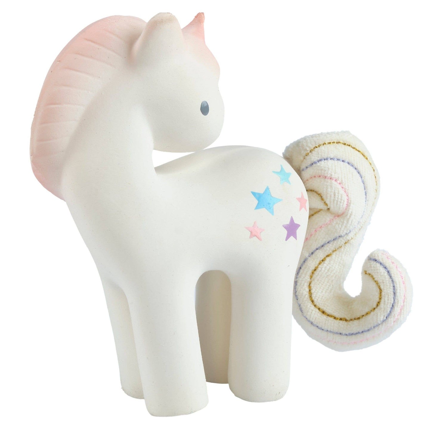 Cotton Candy Unicorn Natural Rubber Rattle w/Crinkle Tail