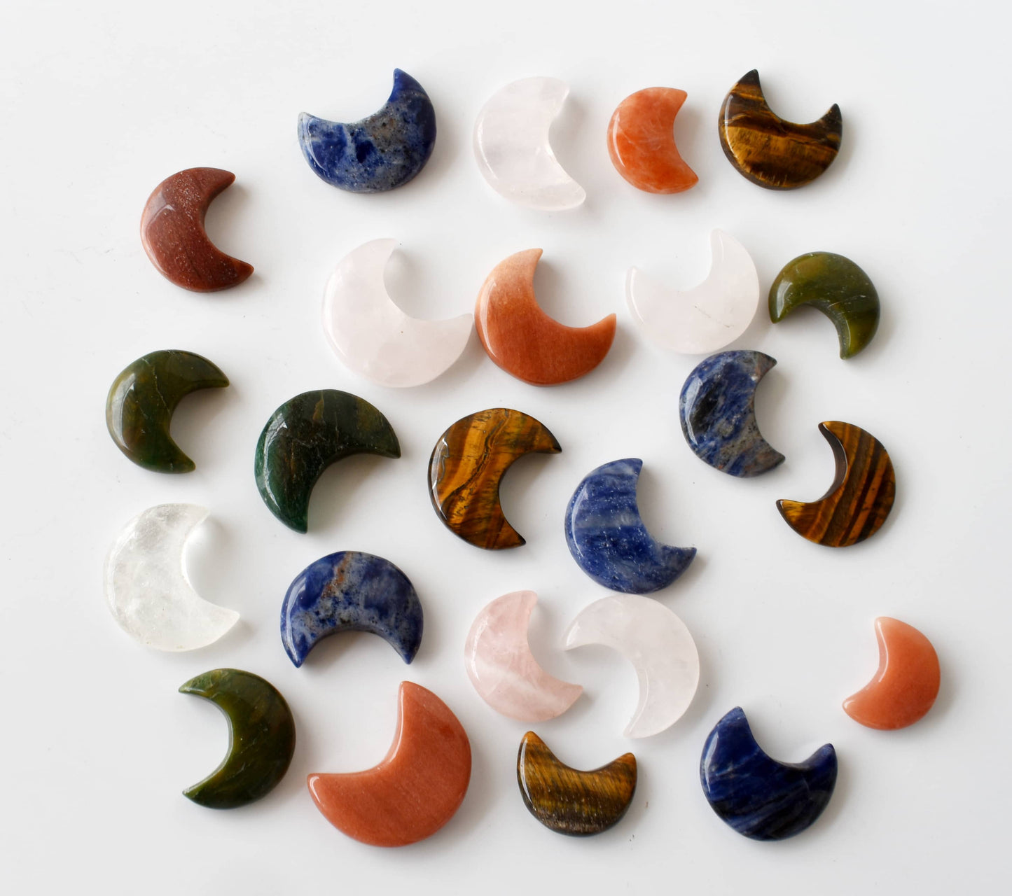 Polished Crystal Moons | Hand Carved | Crescent Moon Shape