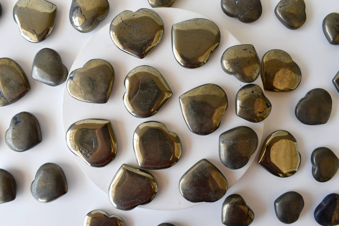 1"Pyrite Hearts ~ Crystal Puffy Mini Heart