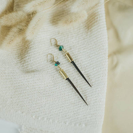 Quill + Turquoise Hook Earrings