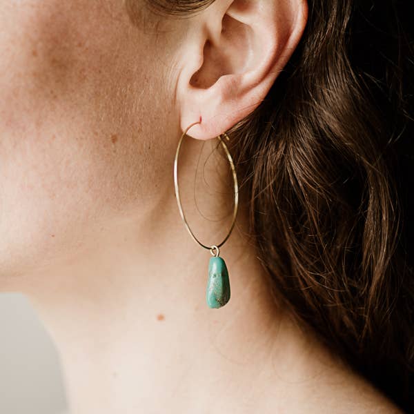 Turquoise Stone Hoops