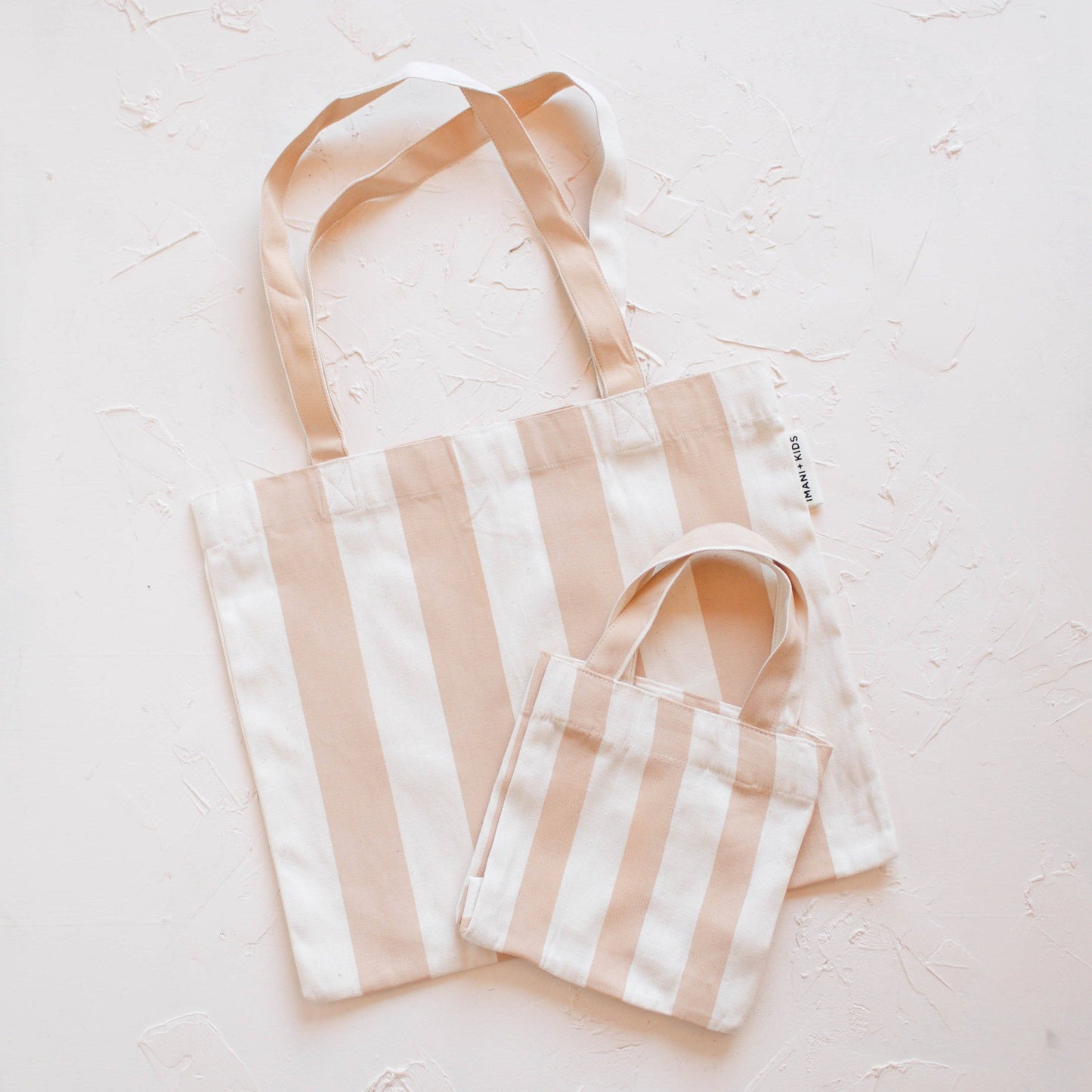 Striped mommy + me tote