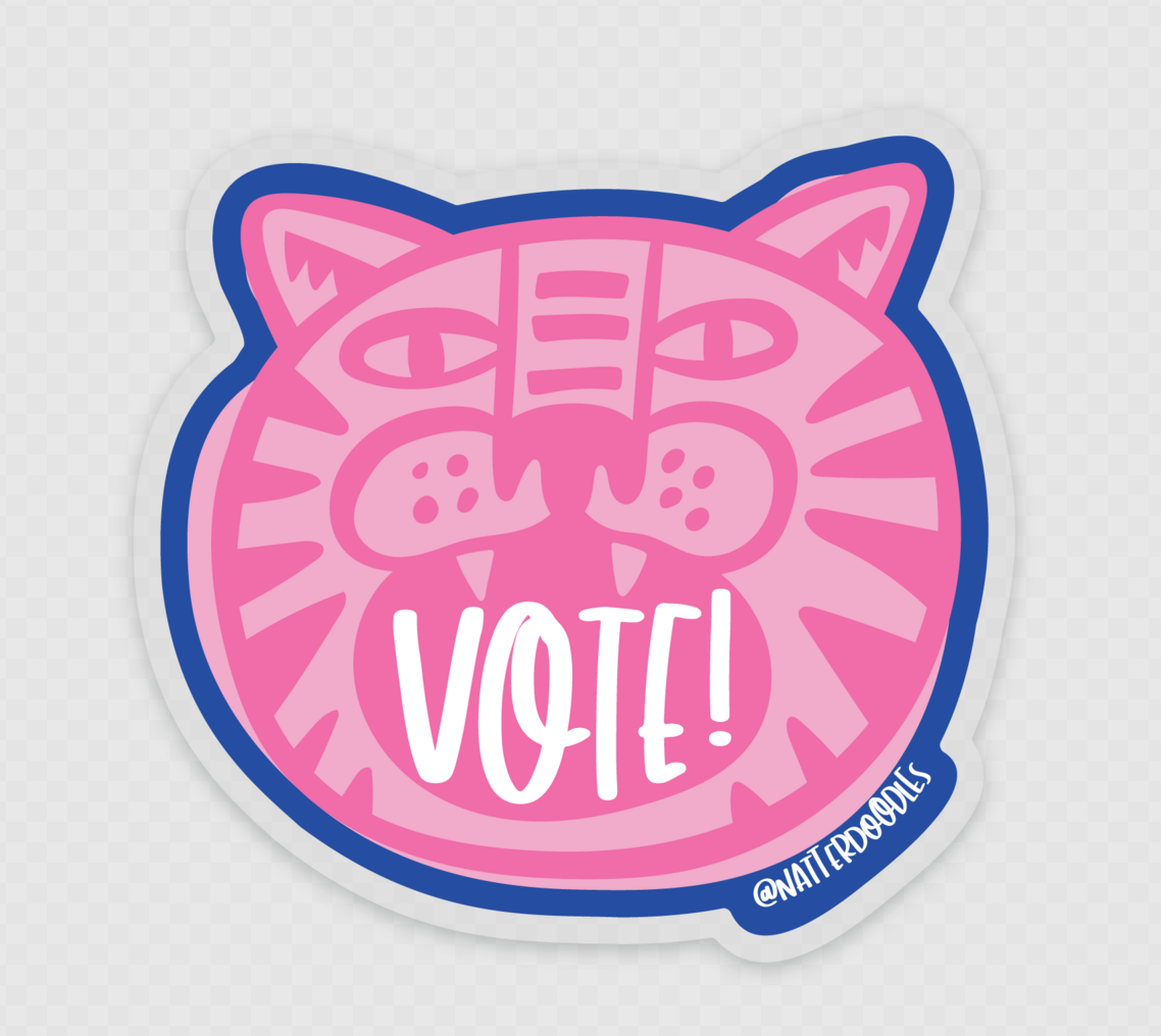 VOTE! Fiercely Tiger Waterproof Election Voting Sticker