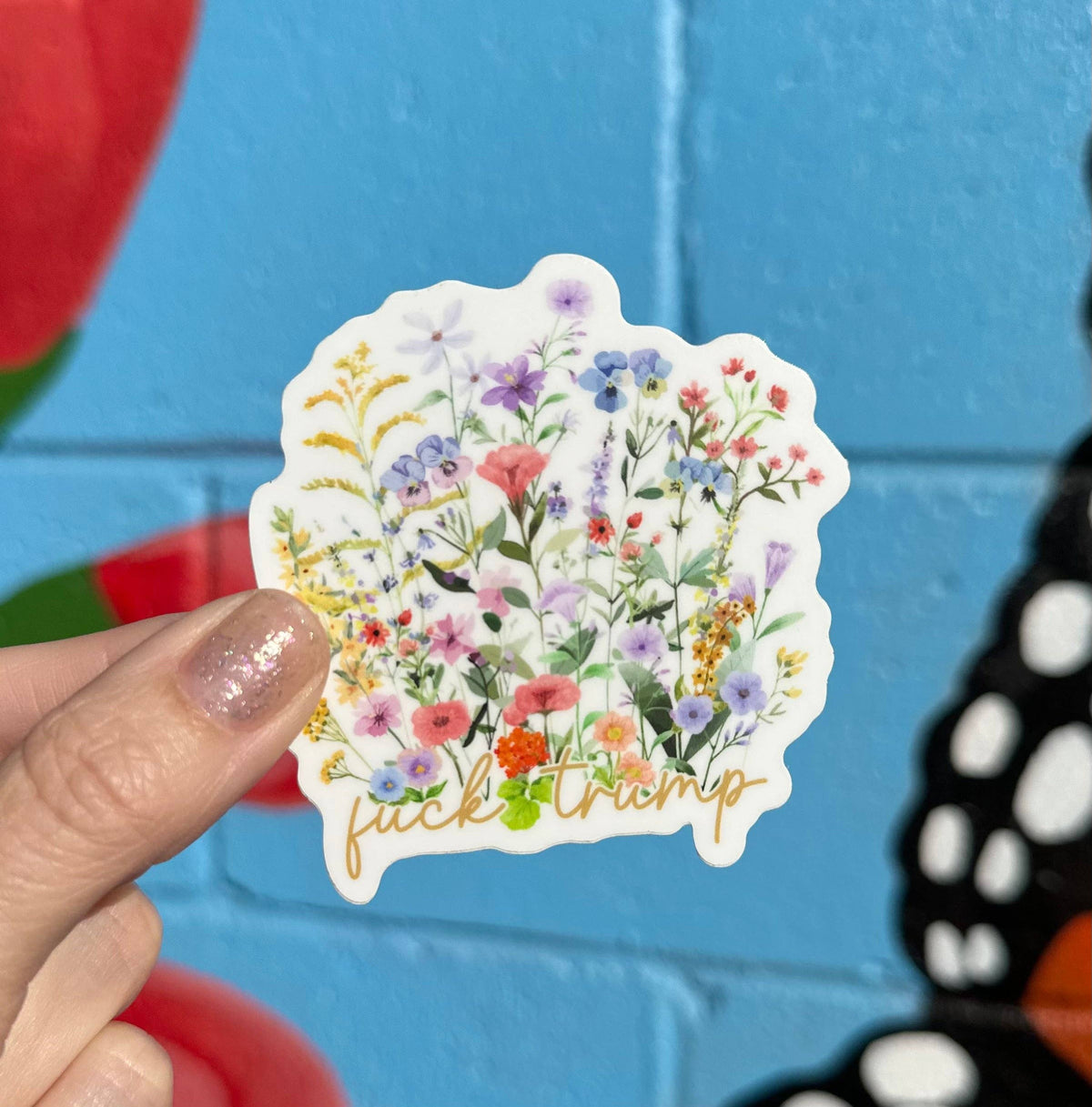 Hidden "Fuck Trump" Floral Sticker