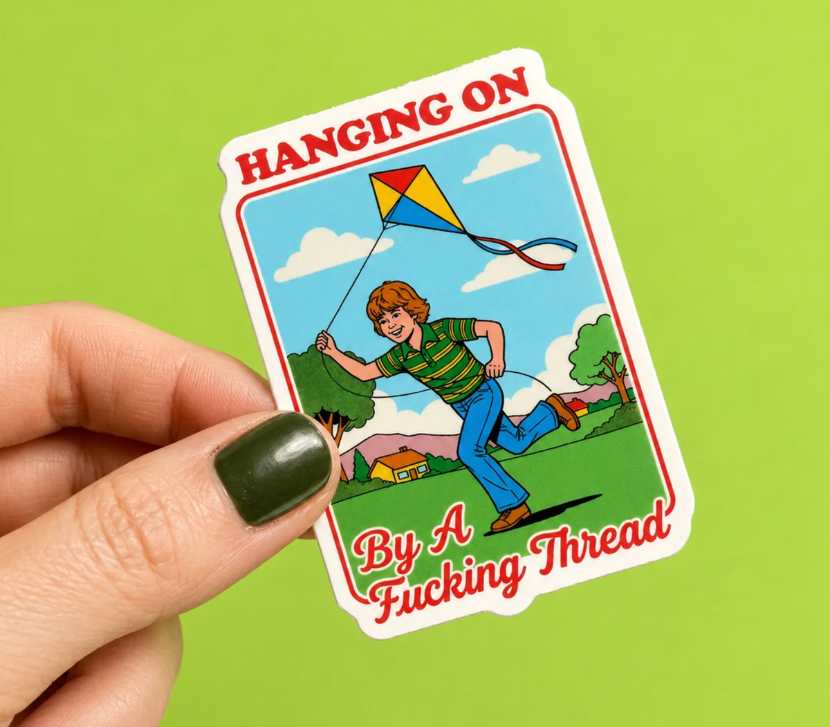 Hanging On By A Fucking Thread Sticker