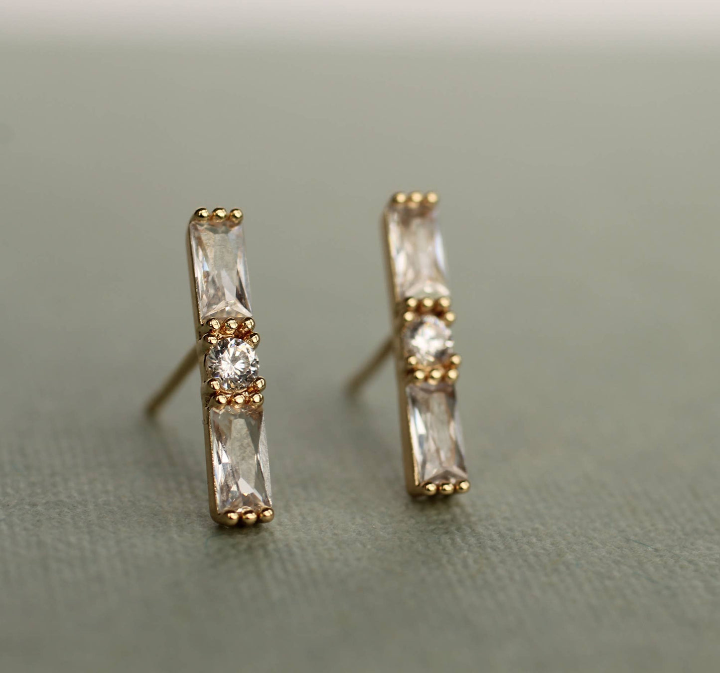 Classic Art Deco Baguette Stud Earrings