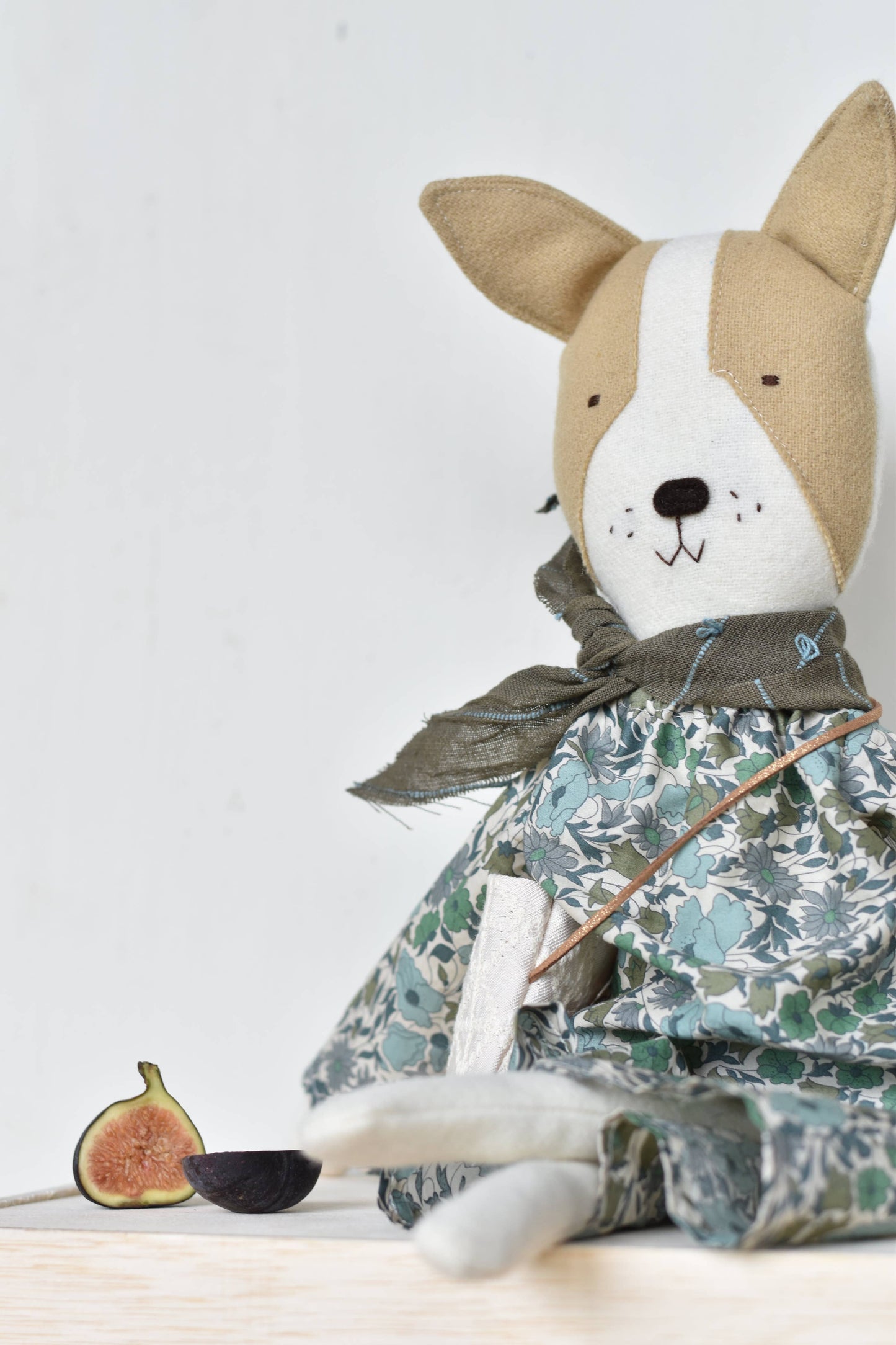 Fig the Frenchie Dog - Liberty Floral Day Dress- Handmade Heirloom Doll