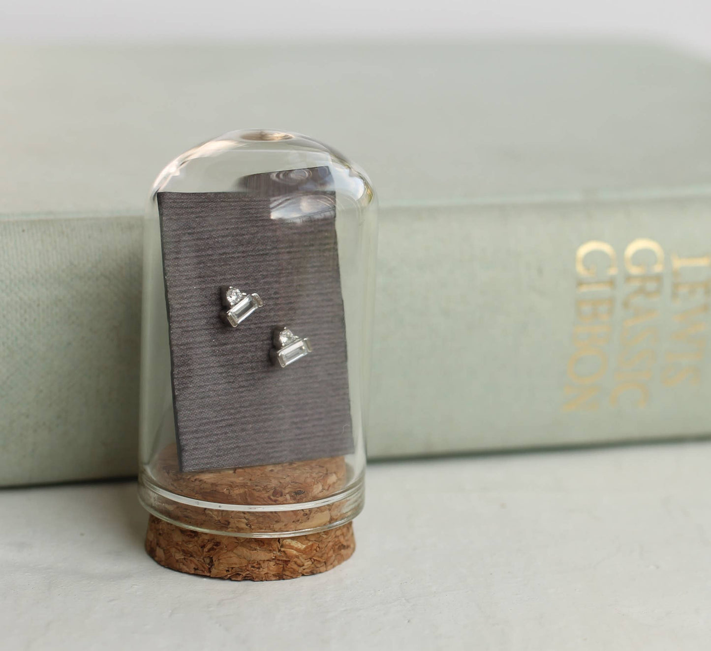 Art Deco Crystal Pyramid Sterling Silver Stud Earrings