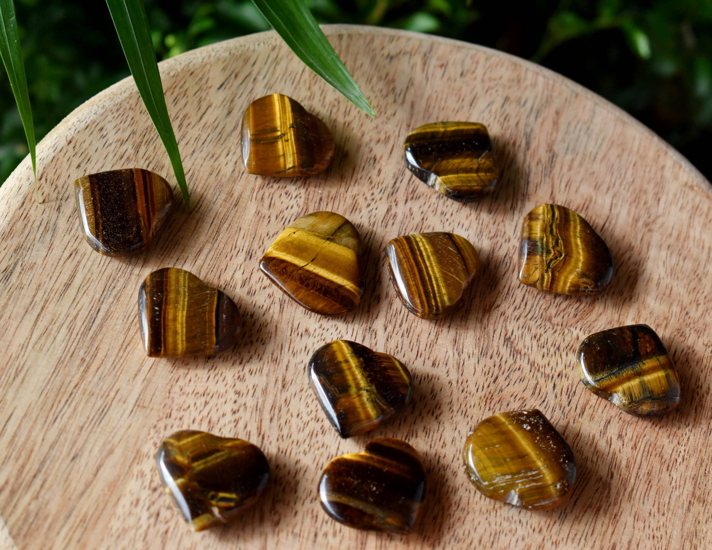 1" Tiger Eye Crystal Puffy Mini Hearts