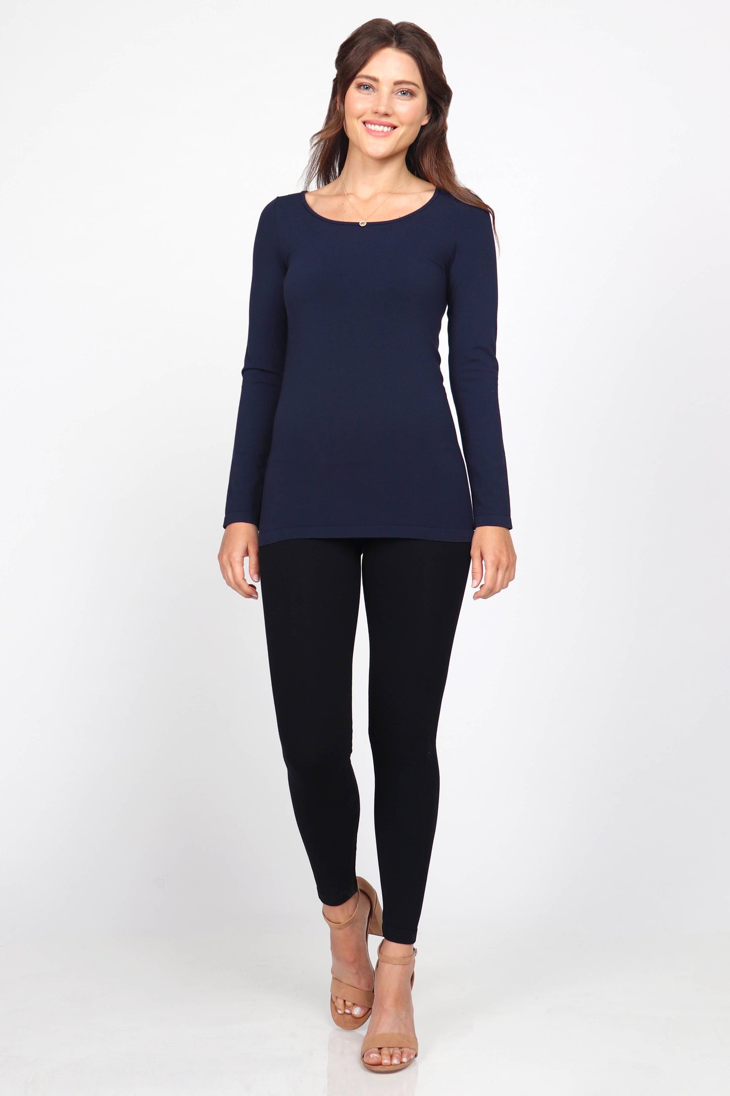 Seamless Long-Sleeve Round Neck Bodycon Top