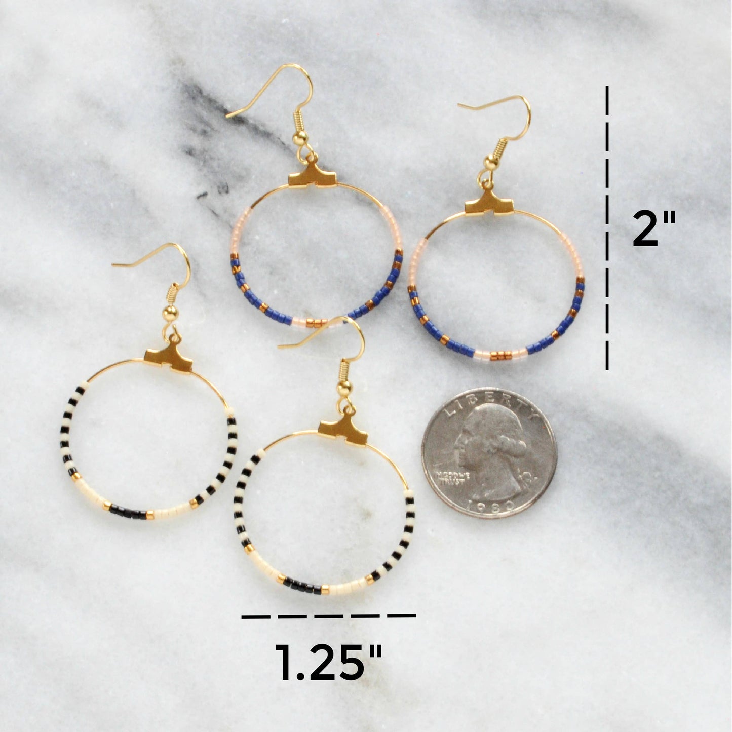 Small Beaded Hoop Earrings