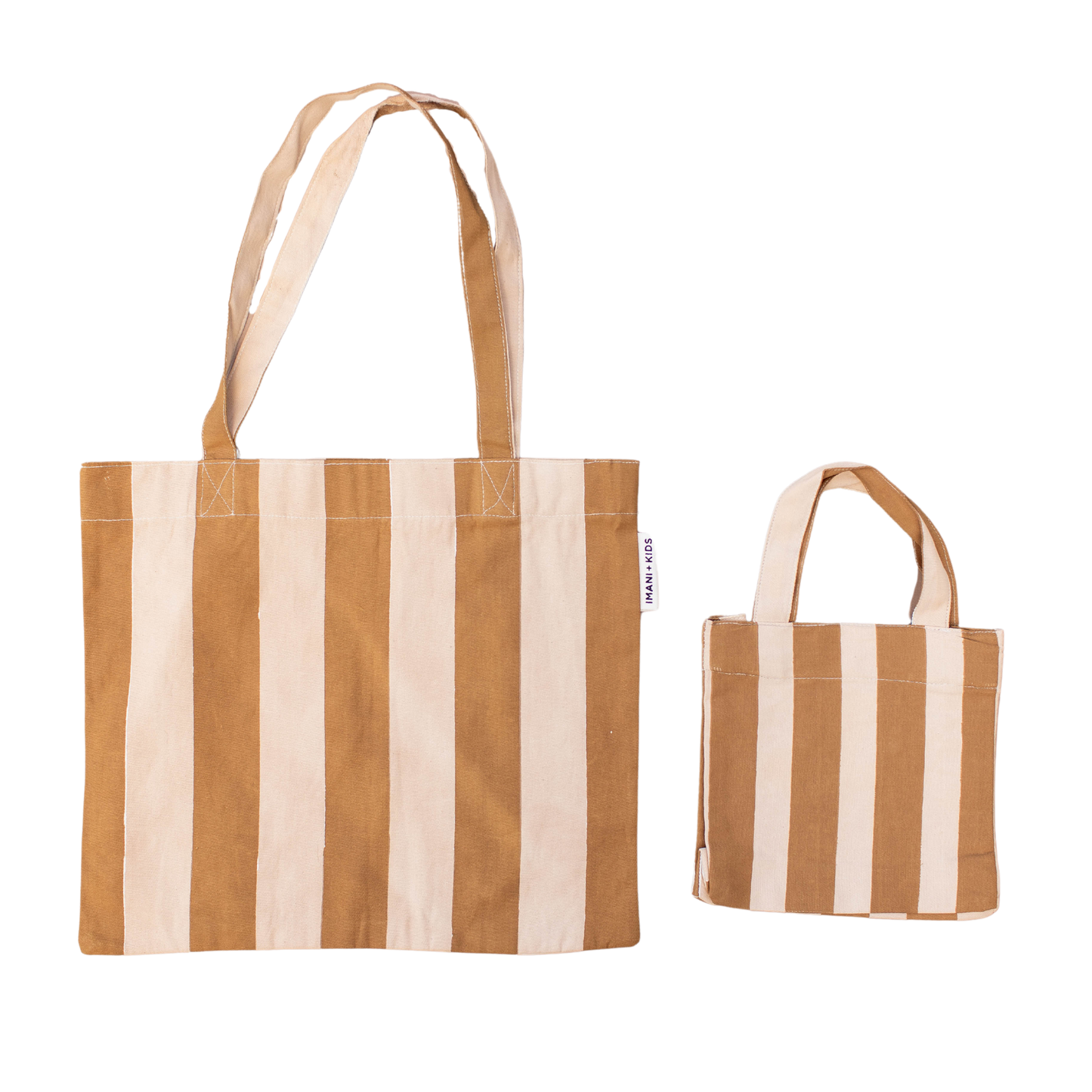 Striped mommy + me tote