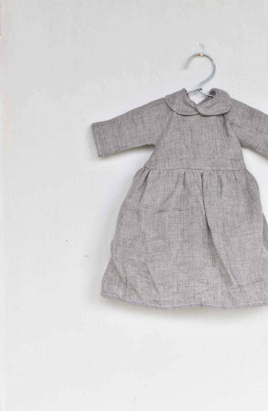 Linen Gather Dress with Peter Pan Collar - Handmade