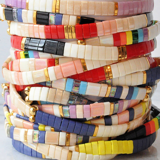 Stackable Stretch Tile Bead Bracelets