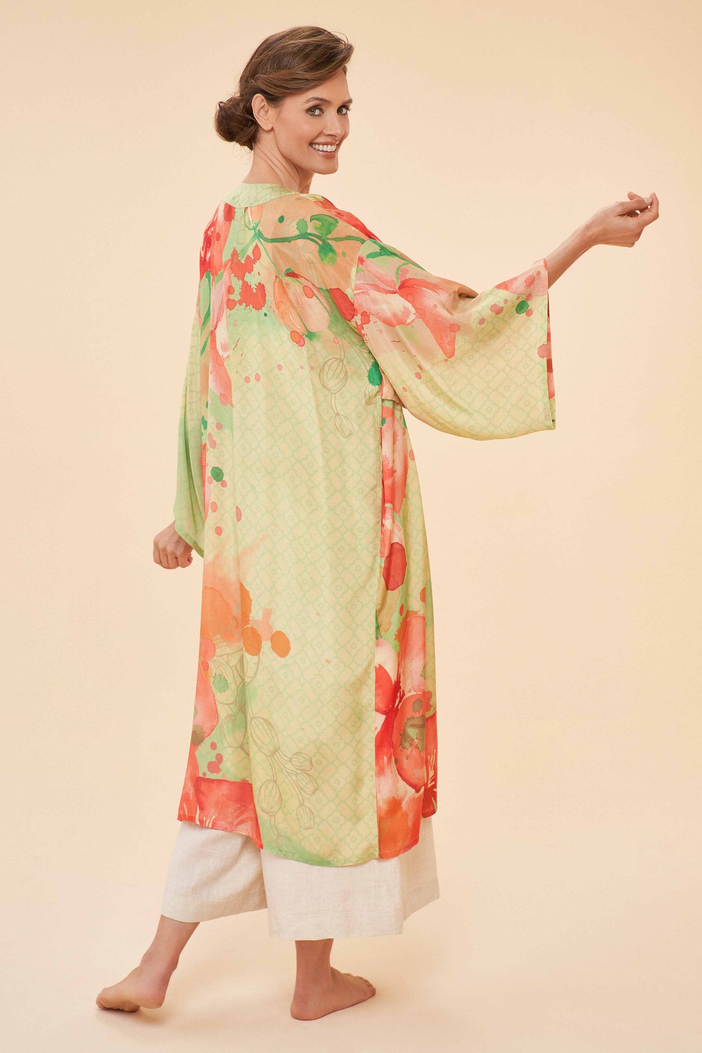 Watercolour Orchids Kimono Gown