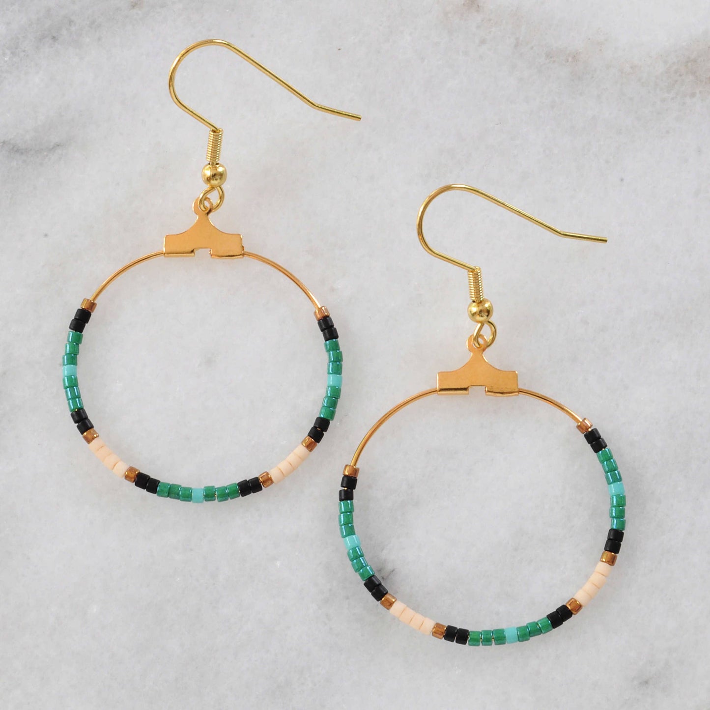 Small Beaded Hoop Earrings