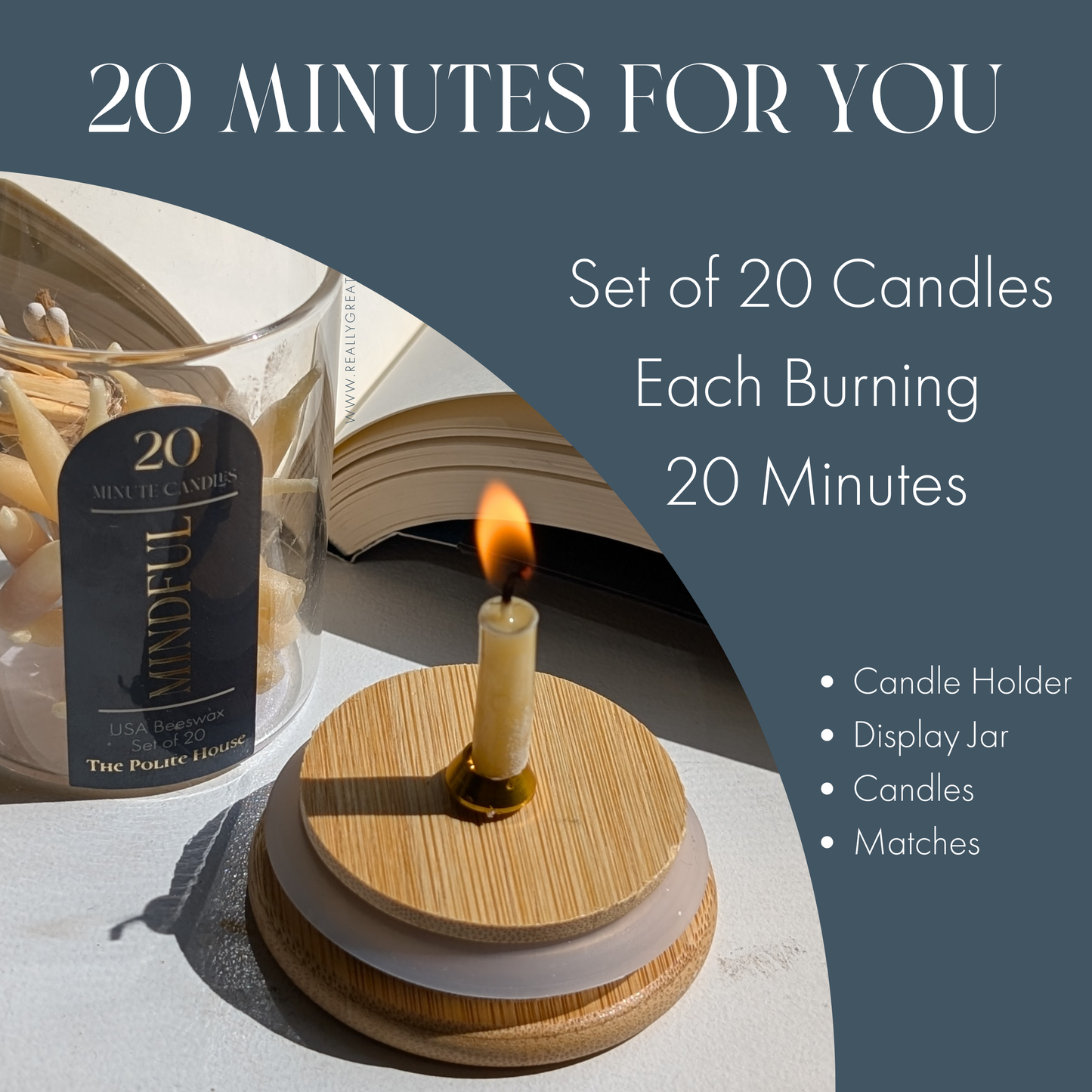 20 Minute Mindful Meditation Beeswax Candle Set