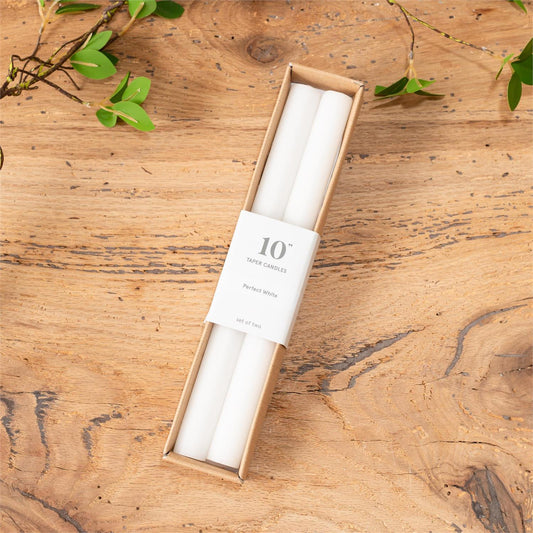 Perfect White Taper Candle 10 in. Set of 2