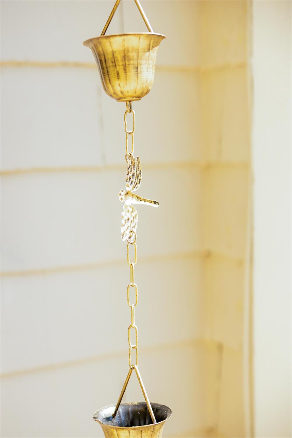 Rain Chain - Gold Dragonflies
