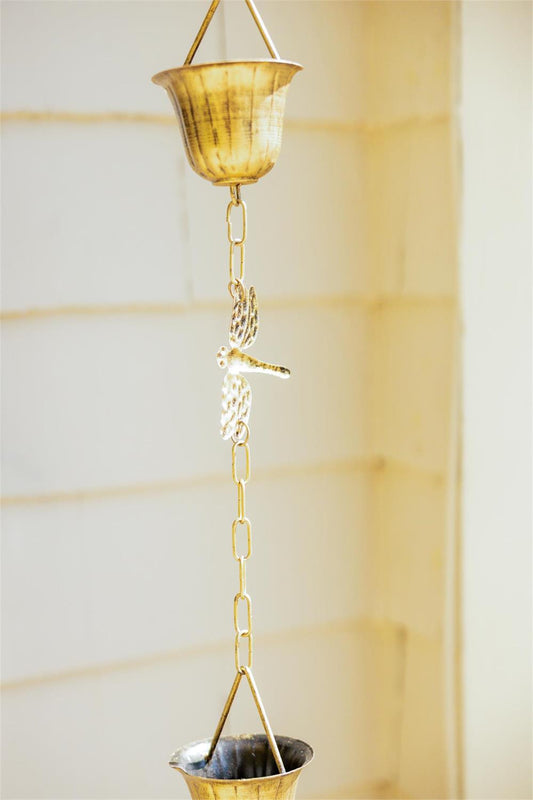 Rain Chain - Gold Dragonflies