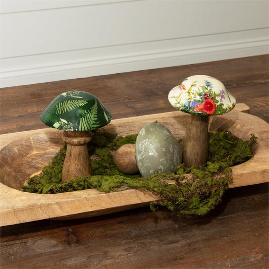 Mango Wood Enamel Mushrooms Set of 3