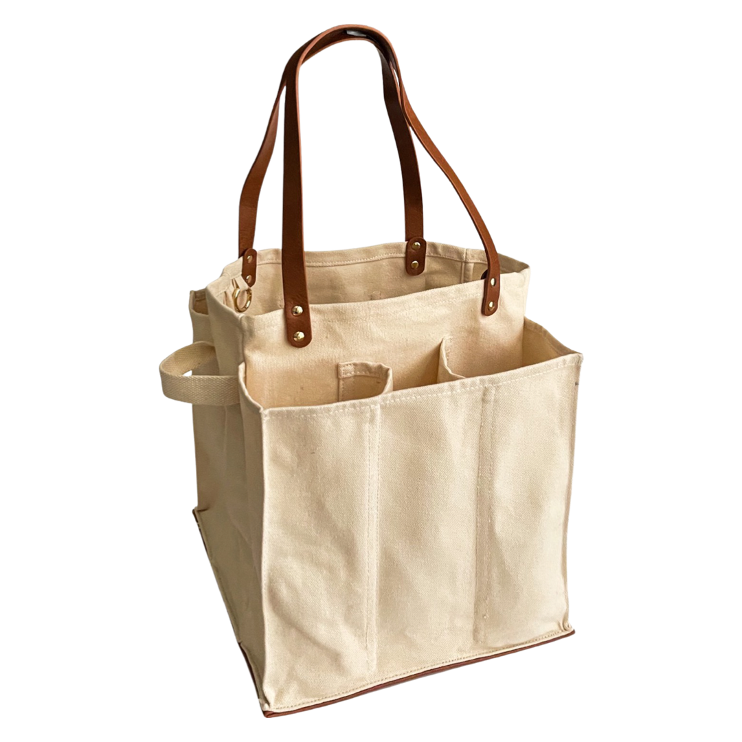 Heavy Canvas Tote Bag | Multi-Pocket Market Tote Bag