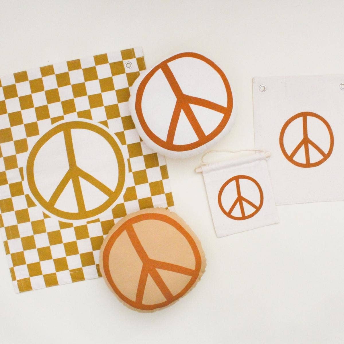 Checkered Peace Sign Canvas Banner