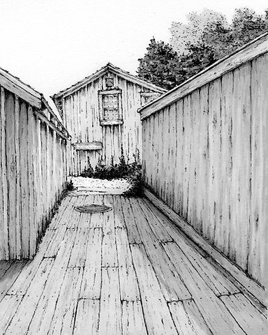 Between the Shanties | Leland | Hand-drawn Fine Art Print