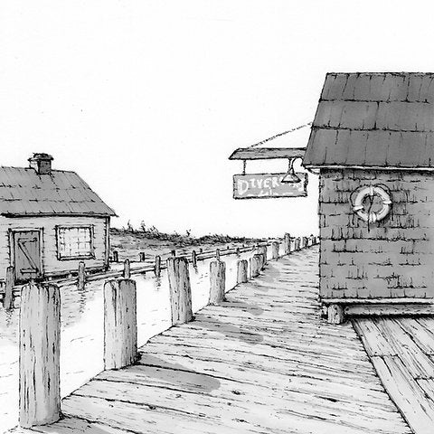 Fishtown Dock | Leland | Hand-Drawn Fine Art Print