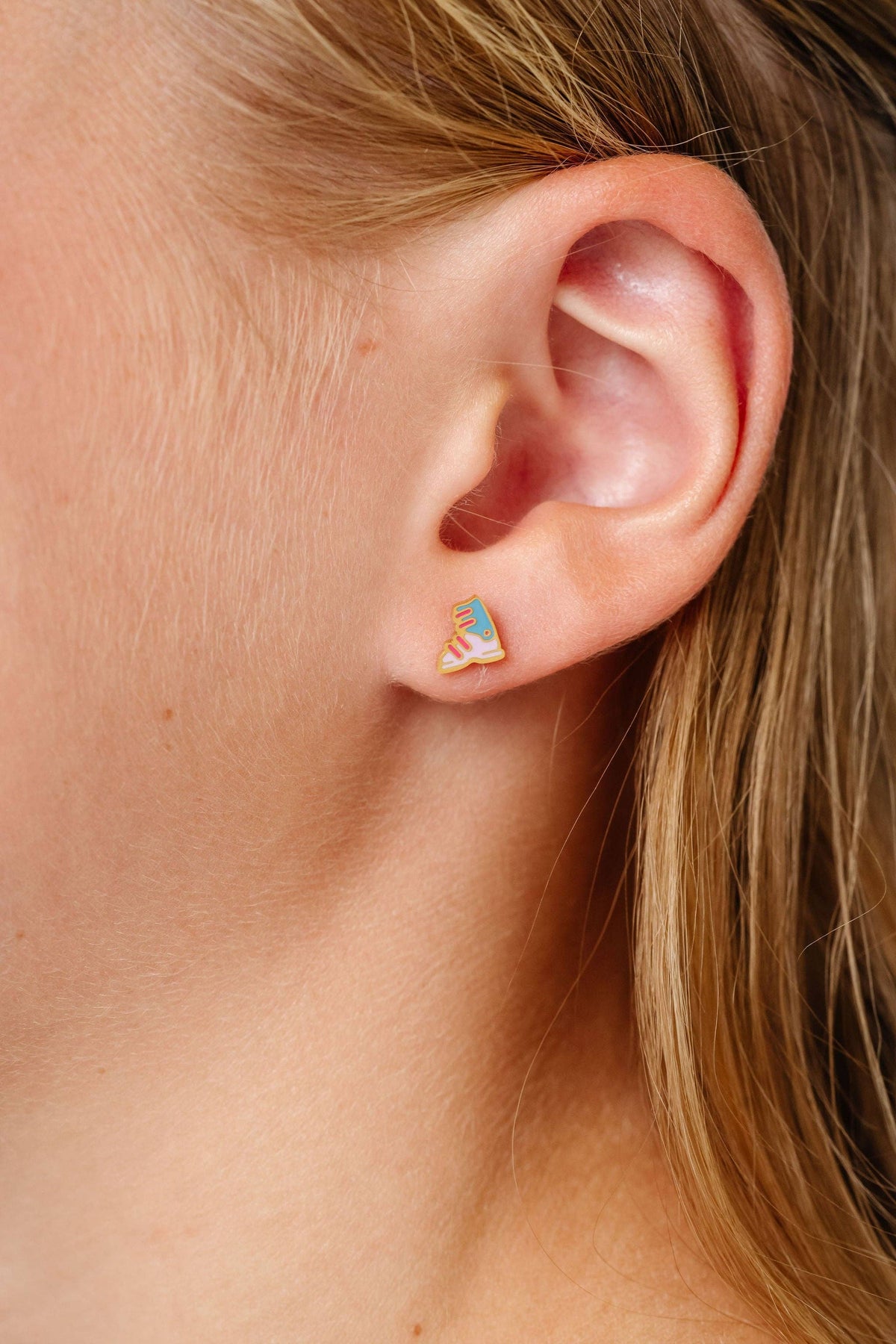 Ski Boot Stud Earring - Hypoallergenic, Flat Back, Girl Gift