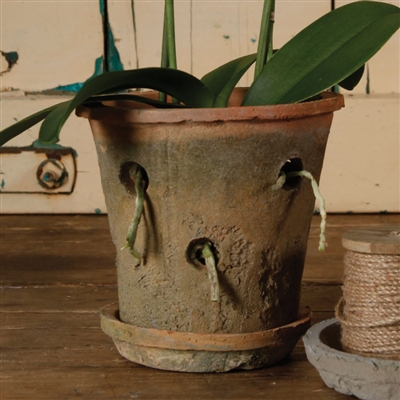 Rustic Terra Cotta Orchid Pot - Antique Red