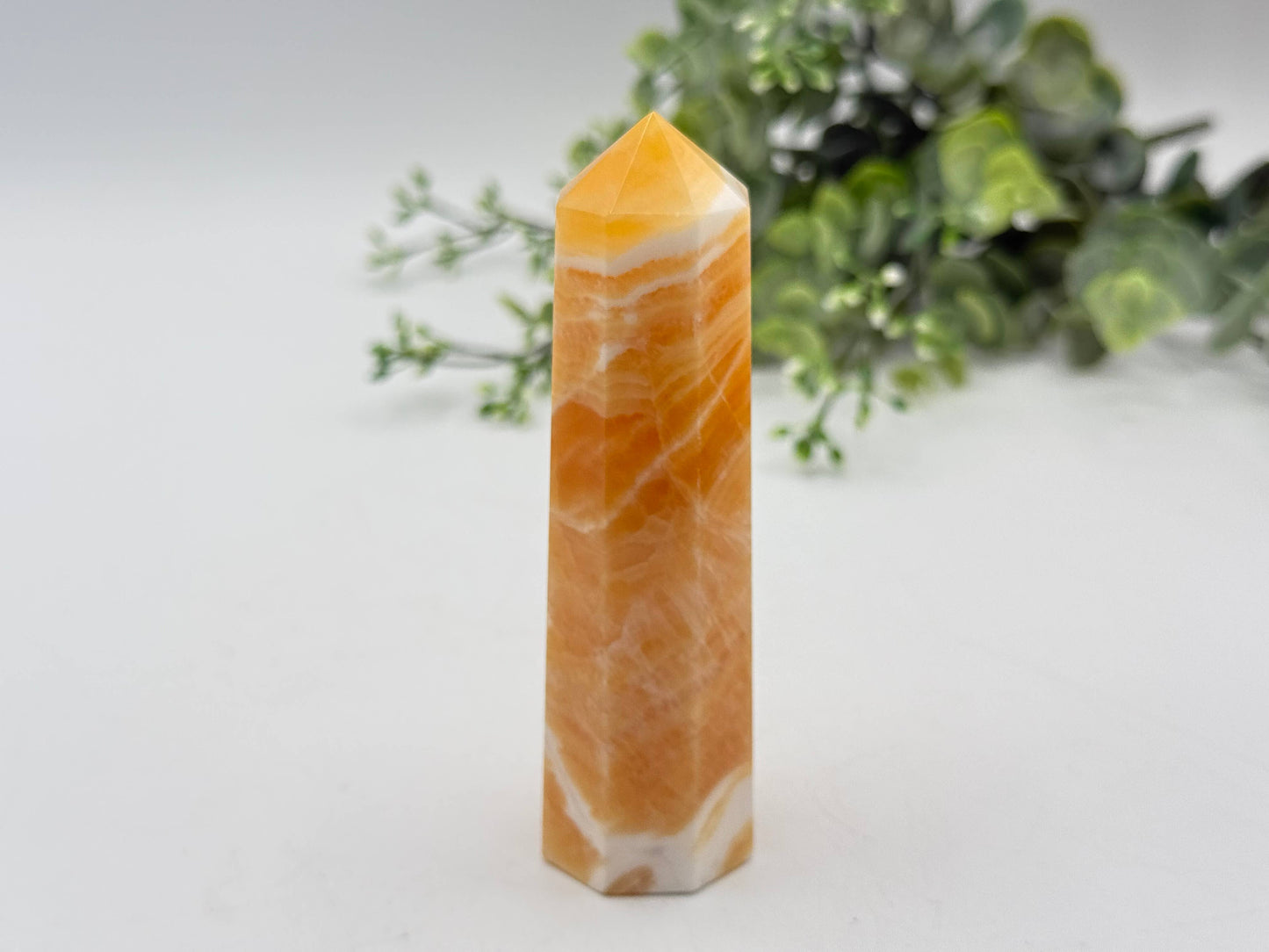 Orange Calcite 8-Faceted Tower (Approx. 8.9-9.5cm)
