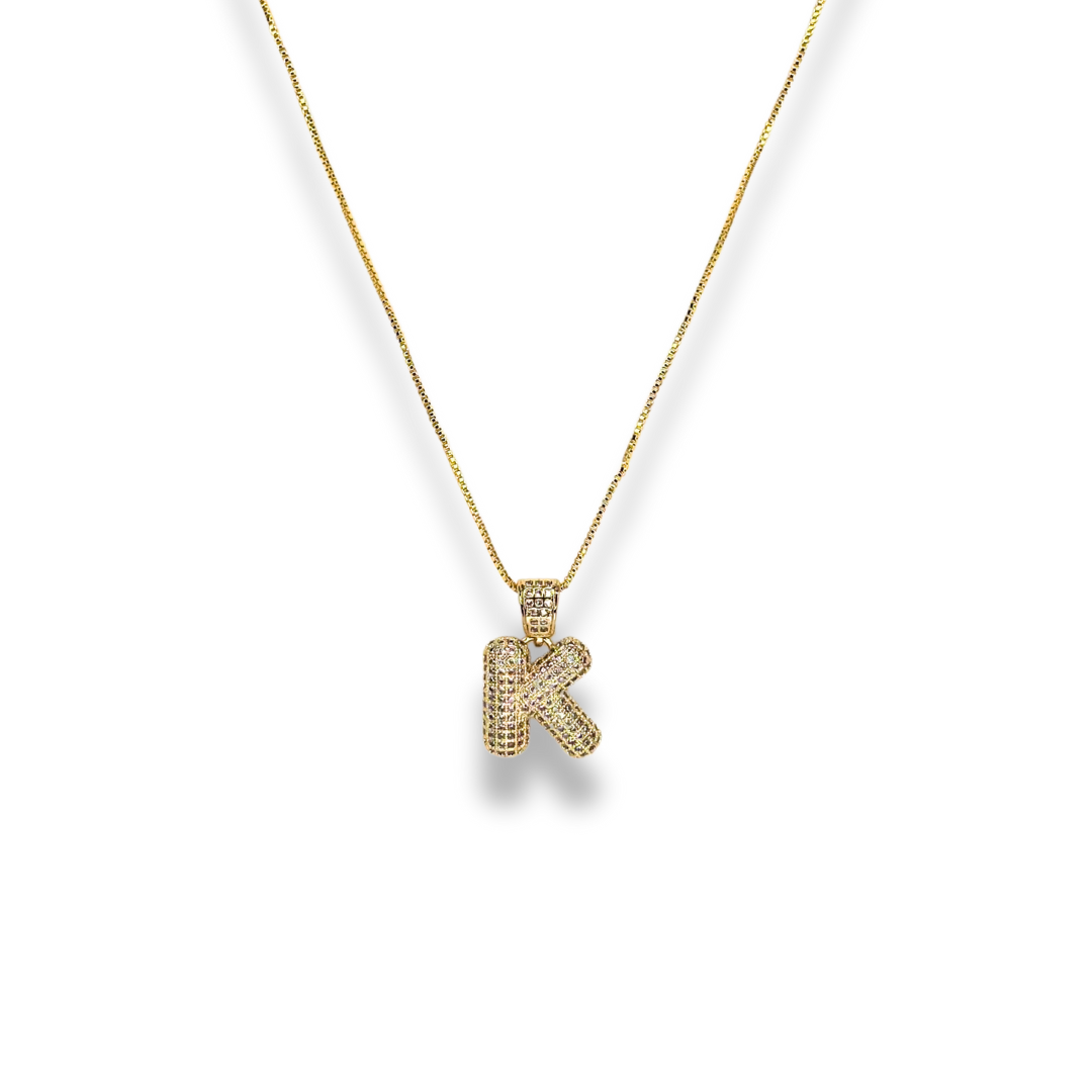 Pave Bubble Initial Necklace