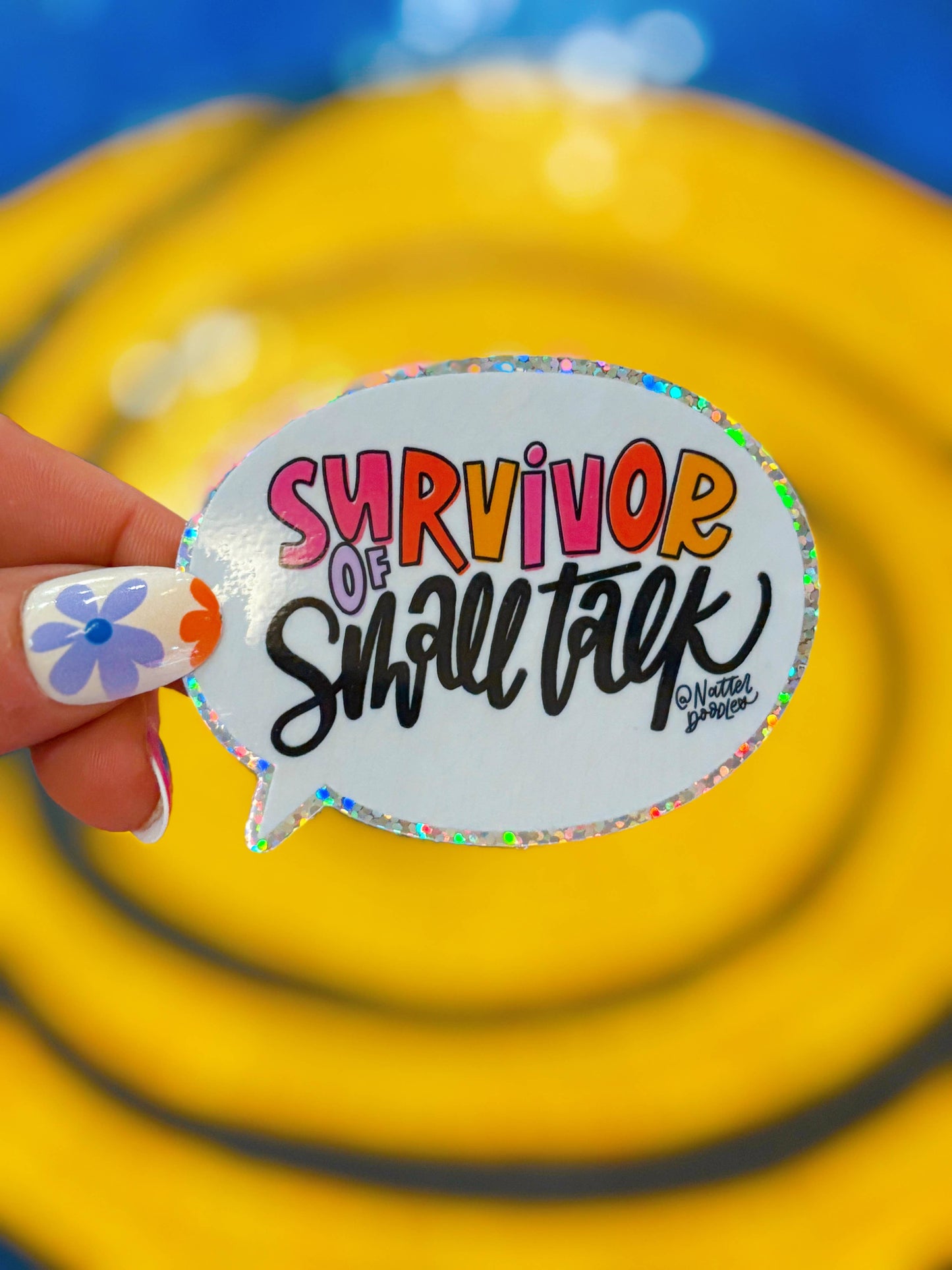Survivor of Small Talk Funny Sassy Waterproof Sticker