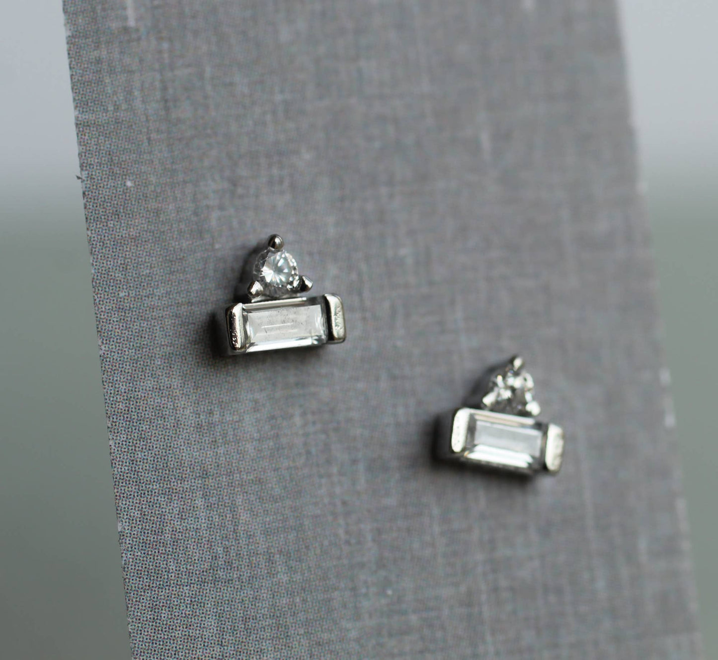 Art Deco Crystal Pyramid Sterling Silver Stud Earrings
