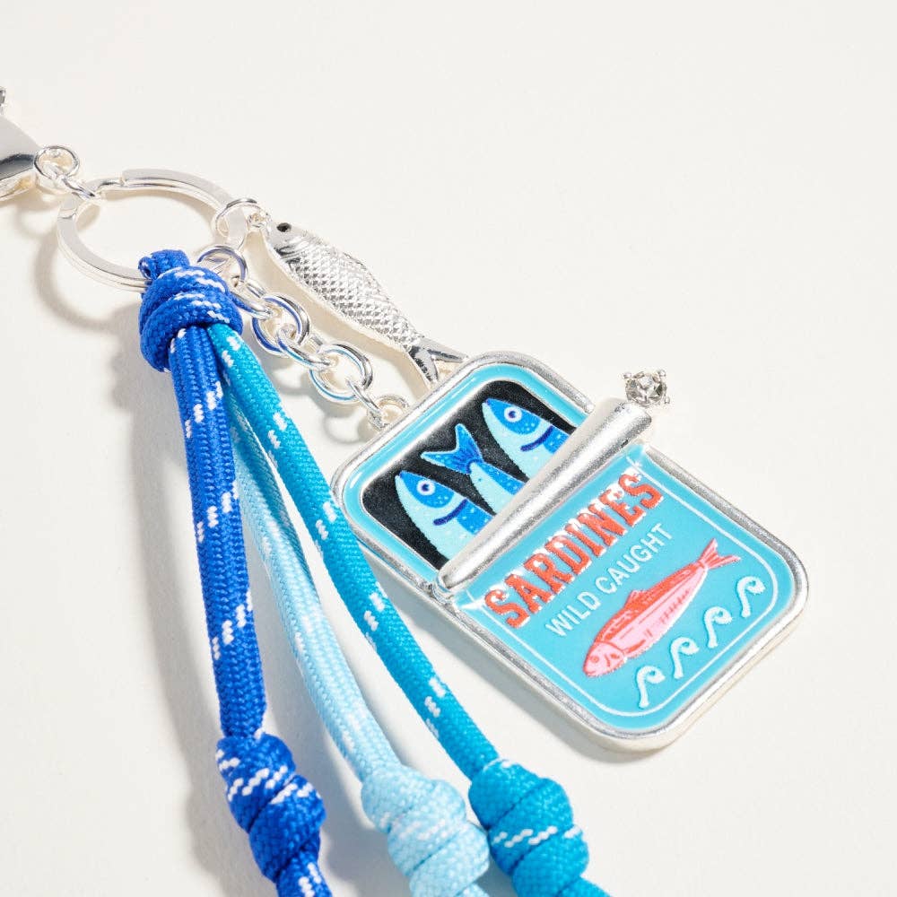 Canned Sardines Fish Cord Keychain Bag Charm